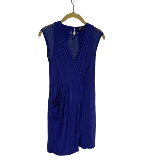 Bcbgmaxazria Blue Mesh Drape Formal Dress XS - Picture 1 of 8